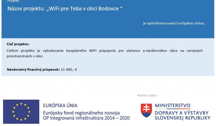 Fotka - WIFI pre Teba v obci Bodovce