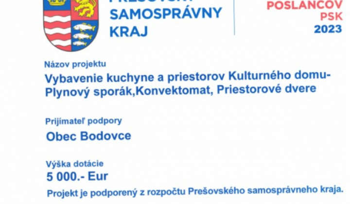 Fotka - Vybavenie kuchyne a priestorov kultúrneho domu